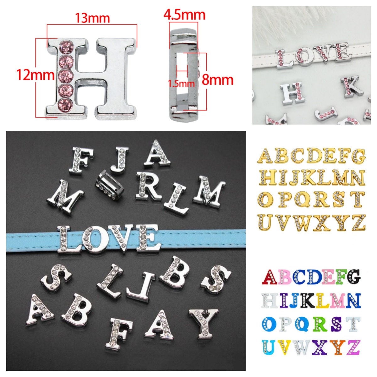 Crystal Bead Mix - Lote de 50 unidades de letras